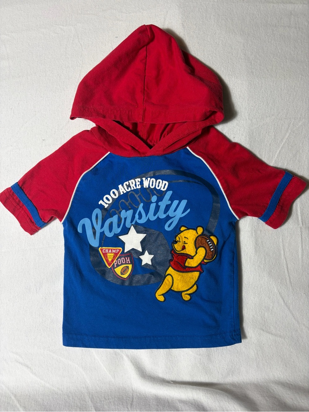 Winnie the Pooh Varsity Hooded Tee - Blue & Red